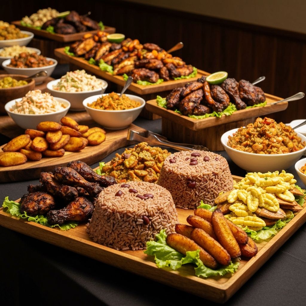 Jamaican catering spread